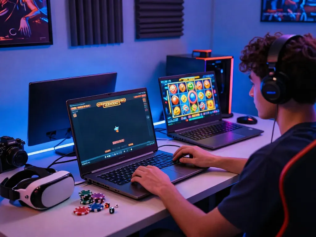 Player enjoying GGSOFT Bounce Ball Slot game on a gaming setup